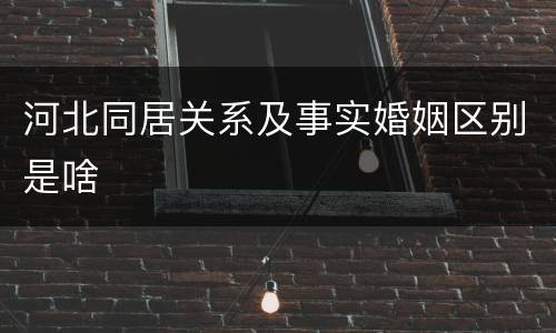 河北同居关系及事实婚姻区别是啥