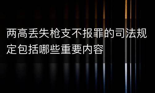 两高丢失枪支不报罪的司法规定包括哪些重要内容