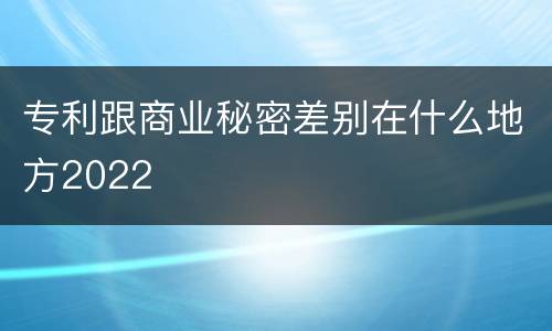 专利跟商业秘密差别在什么地方2022