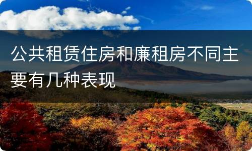 公共租赁住房和廉租房不同主要有几种表现