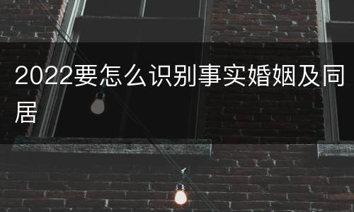 2022要怎么识别事实婚姻及同居