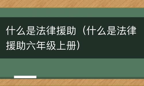 什么是法律援助（什么是法律援助六年级上册）