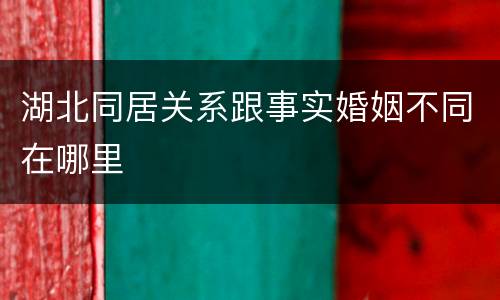 湖北同居关系跟事实婚姻不同在哪里