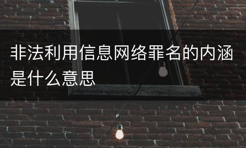 非法利用信息网络罪名的内涵是什么意思