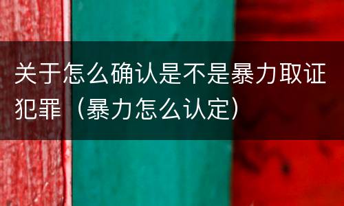 关于怎么确认是不是暴力取证犯罪（暴力怎么认定）