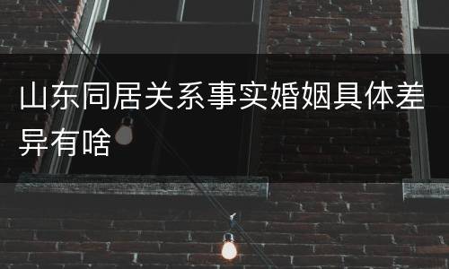 山东同居关系事实婚姻具体差异有啥