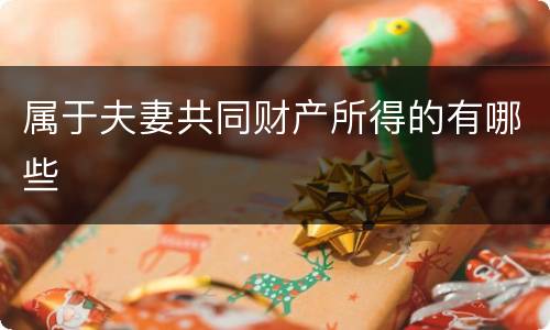 属于夫妻共同财产所得的有哪些