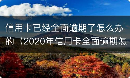 信用卡已经全面逾期了怎么办的（2020年信用卡全面逾期怎么办）