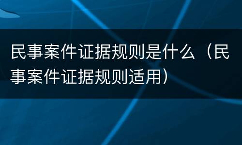 民事案件证据规则是什么（民事案件证据规则适用）