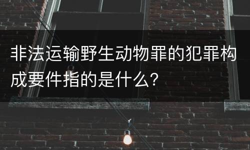 非法运输野生动物罪的犯罪构成要件指的是什么？
