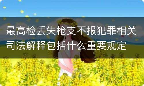 最高检丢失枪支不报犯罪相关司法解释包括什么重要规定