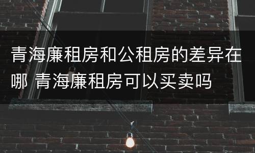 青海廉租房和公租房的差异在哪 青海廉租房可以买卖吗