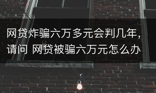 网贷炸骗六万多元会判几年，请问 网贷被骗六万元怎么办