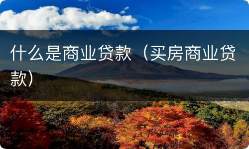 什么是商业贷款（买房商业贷款）
