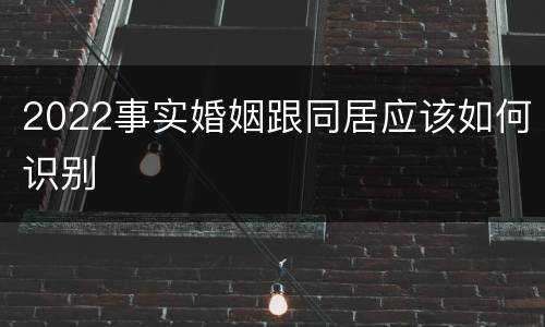 2022事实婚姻跟同居应该如何识别
