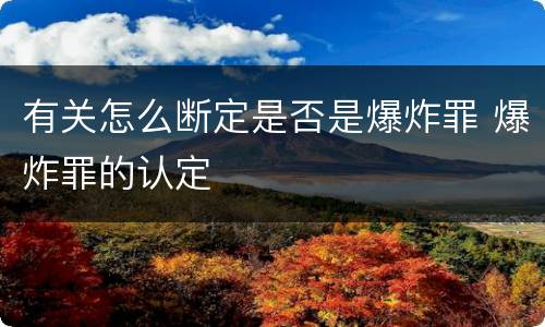 有关怎么断定是否是爆炸罪 爆炸罪的认定