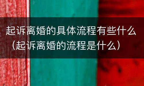 起诉离婚的具体流程有些什么（起诉离婚的流程是什么）