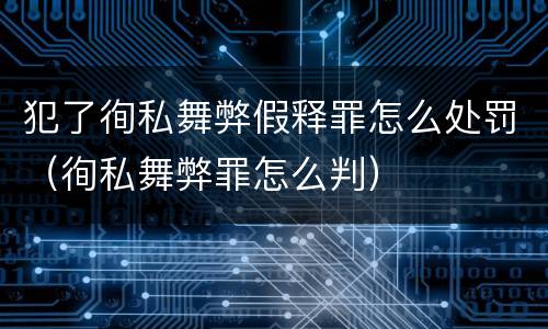 犯了徇私舞弊假释罪怎么处罚（徇私舞弊罪怎么判）