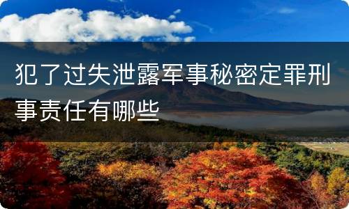 犯了过失泄露军事秘密定罪刑事责任有哪些