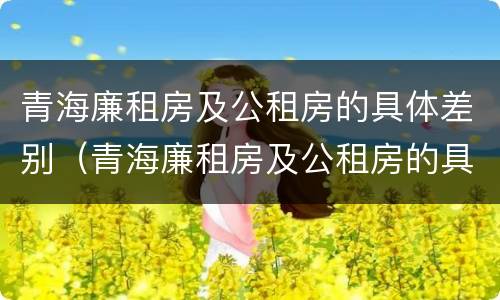 青海廉租房及公租房的具体差别（青海廉租房及公租房的具体差别是什么）