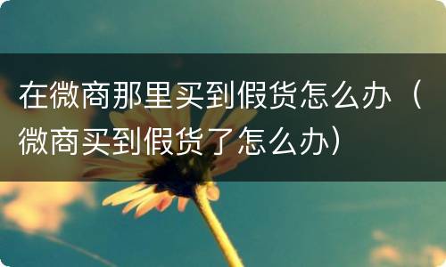 在微商那里买到假货怎么办（微商买到假货了怎么办）