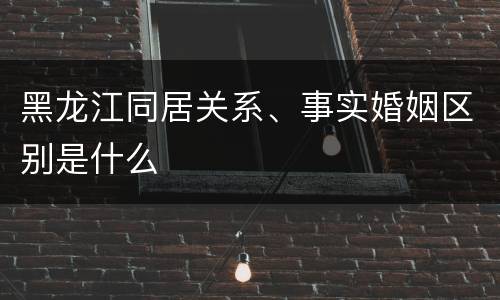 黑龙江同居关系、事实婚姻区别是什么