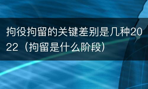 拘役拘留的关键差别是几种2022（拘留是什么阶段）