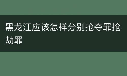 黑龙江应该怎样分别抢夺罪抢劫罪