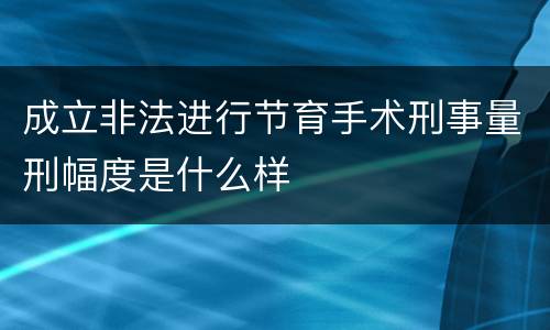 成立非法进行节育手术刑事量刑幅度是什么样