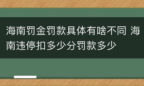 海南罚金罚款具体有啥不同 海南违停扣多少分罚款多少