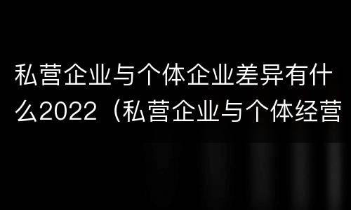 私营企业与个体企业差异有什么2022（私营企业与个体经营企业的区别）