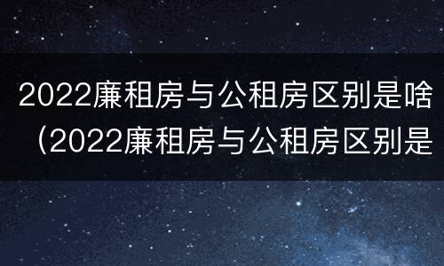 2022廉租房与公租房区别是啥（2022廉租房与公租房区别是啥呀）