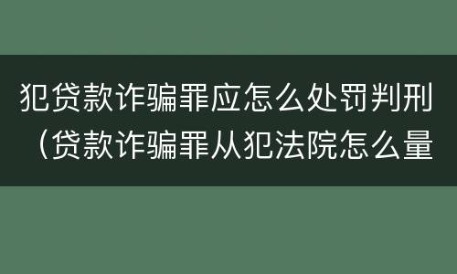 犯贷款诈骗罪应怎么处罚判刑（贷款诈骗罪从犯法院怎么量刑）