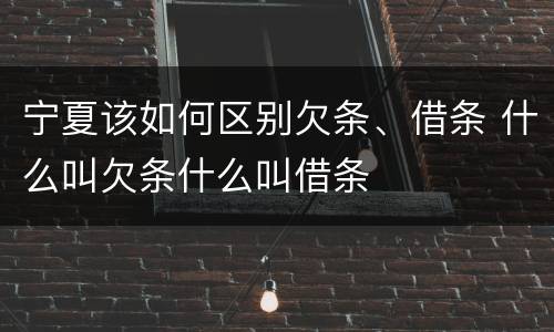宁夏该如何区别欠条、借条 什么叫欠条什么叫借条