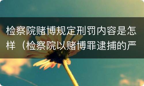检察院赌博规定刑罚内容是怎样（检察院以赌博罪逮捕的严重吗）