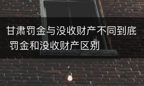 甘肃罚金与没收财产不同到底 罚金和没收财产区别