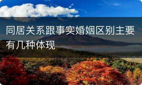 同居关系跟事实婚姻区别主要有几种体现