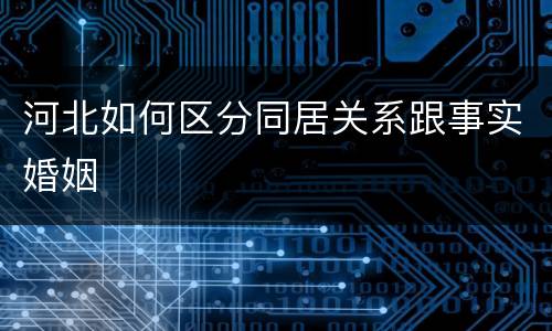 河北如何区分同居关系跟事实婚姻
