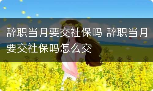辞职当月要交社保吗 辞职当月要交社保吗怎么交