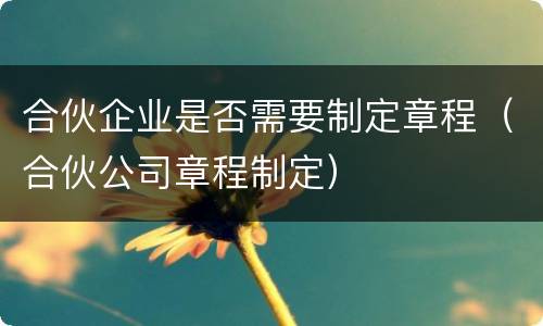 合伙企业是否需要制定章程（合伙公司章程制定）