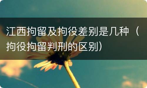 江西拘留及拘役差别是几种（拘役拘留判刑的区别）