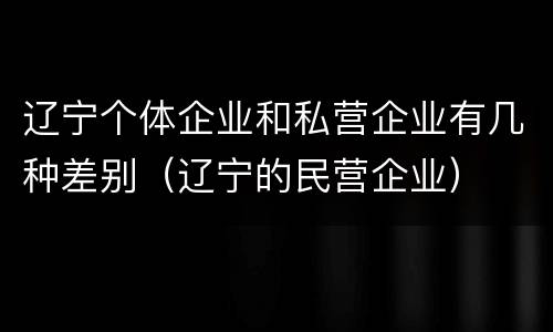 辽宁个体企业和私营企业有几种差别（辽宁的民营企业）