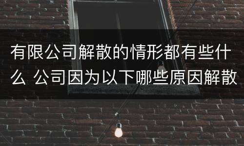 有限公司解散的情形都有些什么 公司因为以下哪些原因解散