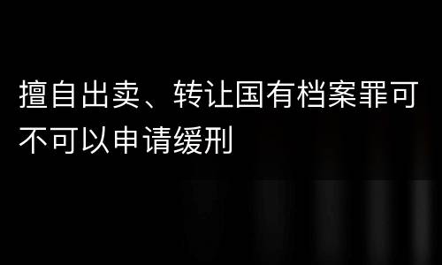 擅自出卖、转让国有档案罪可不可以申请缓刑