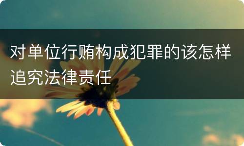 对单位行贿构成犯罪的该怎样追究法律责任