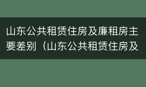 山东公共租赁住房及廉租房主要差别（山东公共租赁住房及廉租房主要差别在哪）