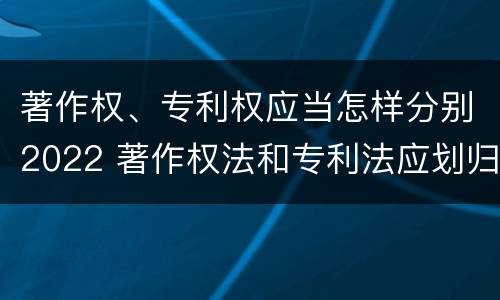 著作权、专利权应当怎样分别2022 著作权法和专利法应划归为
