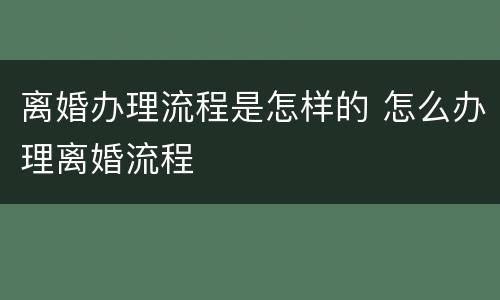 离婚办理流程是怎样的 怎么办理离婚流程
