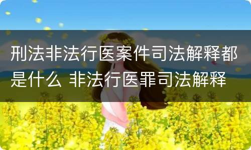 刑法非法行医案件司法解释都是什么 非法行医罪司法解释