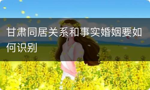 甘肃同居关系和事实婚姻要如何识别